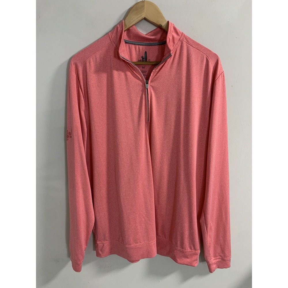 Johnnie-O Pullover Mens Medium Pink Performance 1/4 Zip Golf Sweater Lightweight